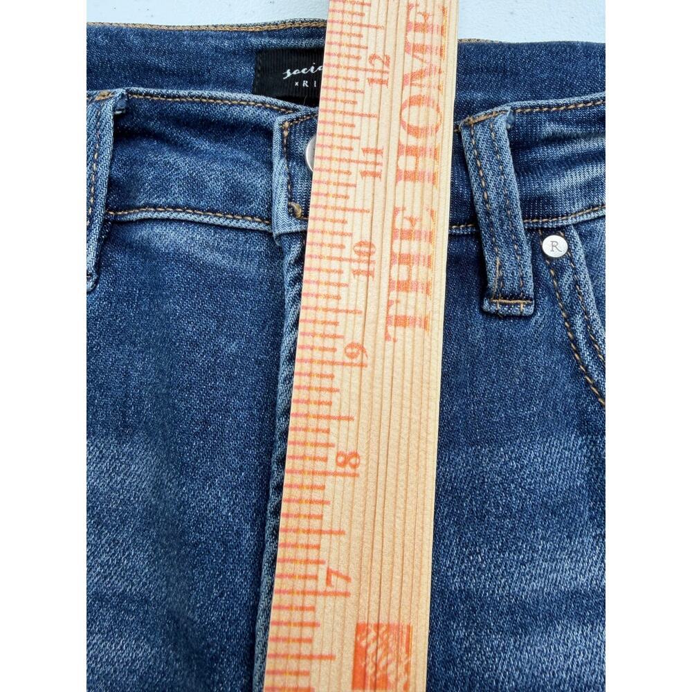 Social Threads Risen Jeans Cora High Rise Kick Flare 7/28 Raw Hem Boho Denim - Picture 7 of 9